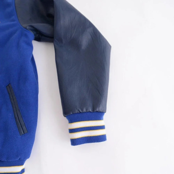 Vintage Varsity Navy Spirit Cheer 15% Wool Button Down Varsity Bomber Jacket S - Picture 5 of 12